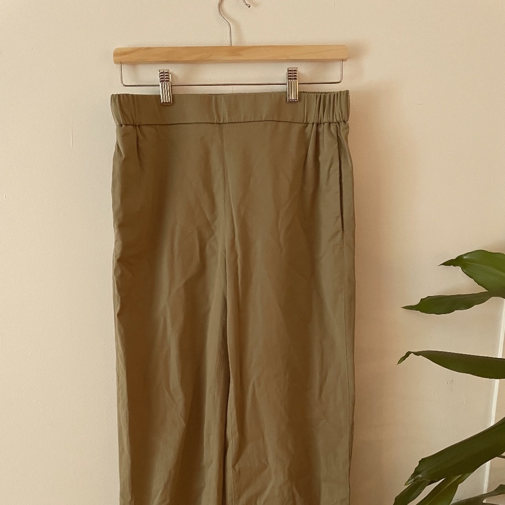 COS olive stretch waist soft business pants